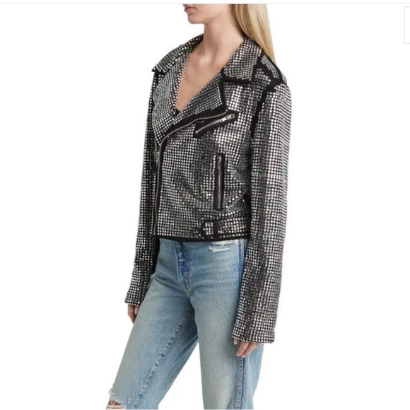 AKIRA Rhinestone Studded Moto Jacket - Picture 4 of 6